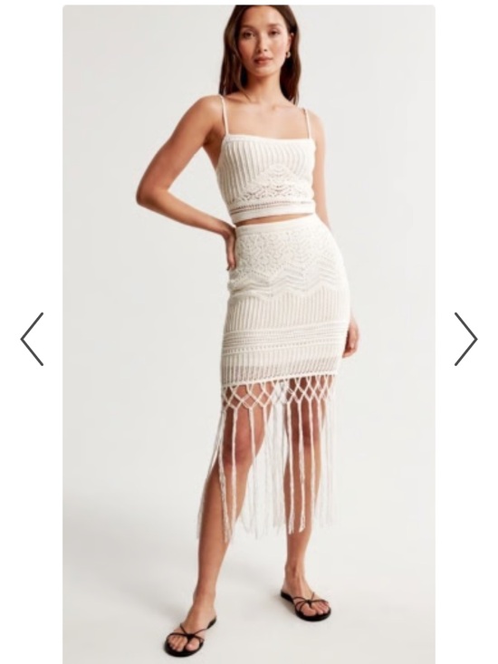 Abercrombie & Fitch Dresses & Skirts - Abercrombie & Fitch Cream Crochet Fringe Mini Skirt and Top